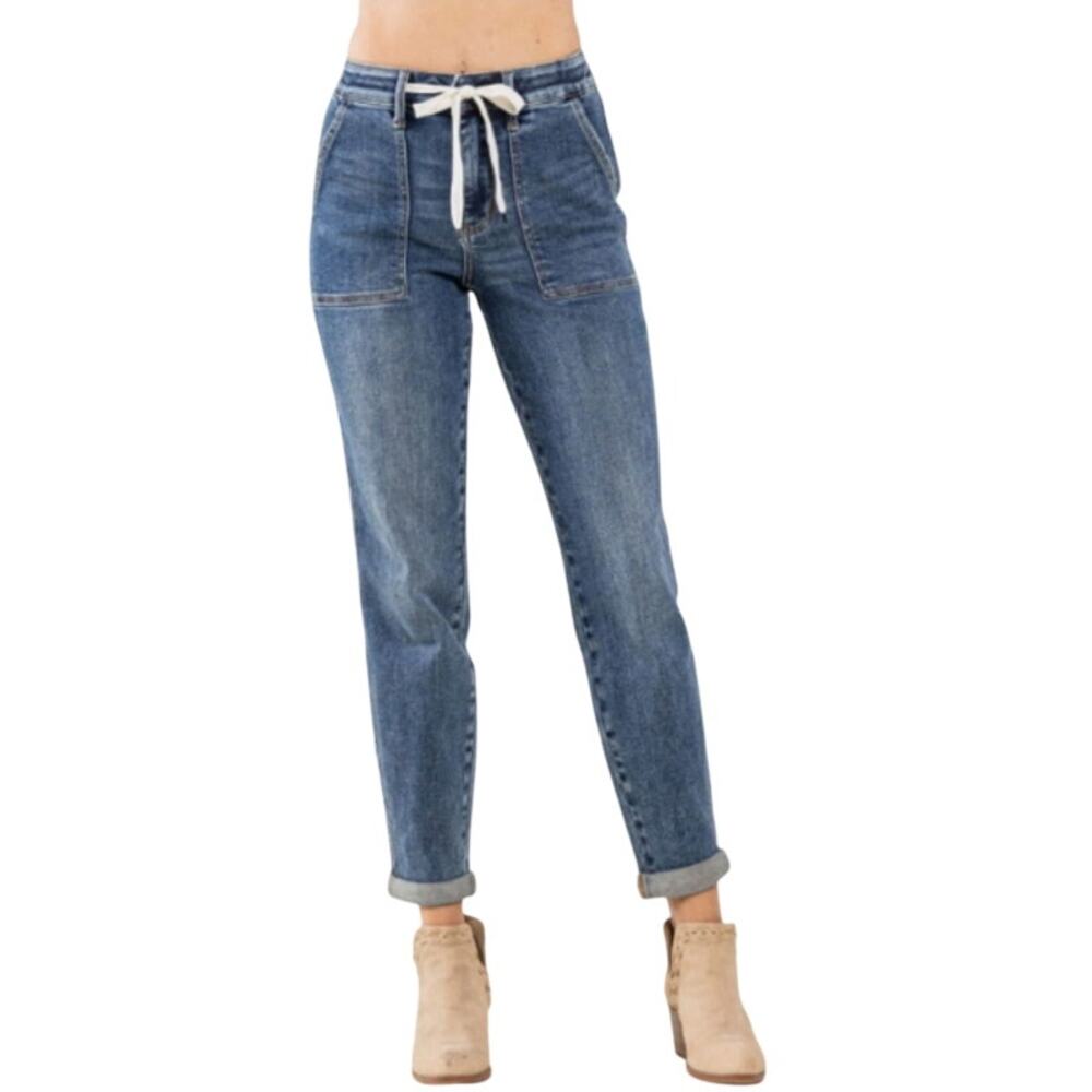 Judy Blue Drawstring Blue Denim Stretch Joggers Jeans 16W Drawstring - Picture 8 of 8